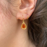 Kothari Gold & Carnelian Teardrop "Shield" Earrings