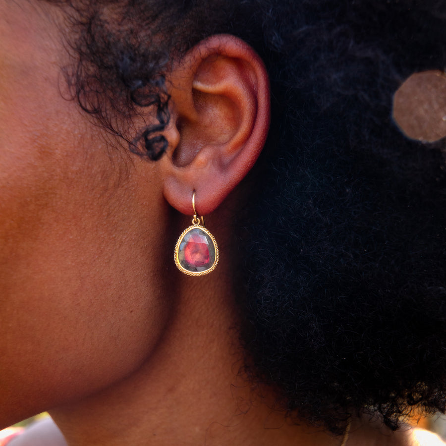 Amali Gold Woven Bezel-Set Watermelon Tourmaline Earrings