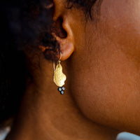 TAP by Todd Pownell Hammered Gold Teardrop Earrings with Three Inverted Diamonds