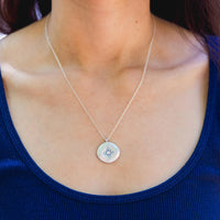 Adel Chefridi Silver "Star Light" Necklace with Aquamarines, Sapphires, & Center Diamond