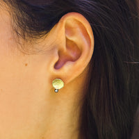 TAP by Todd Pownell Hammered Organic Disc Studs with Single Inverted Diamond Detail