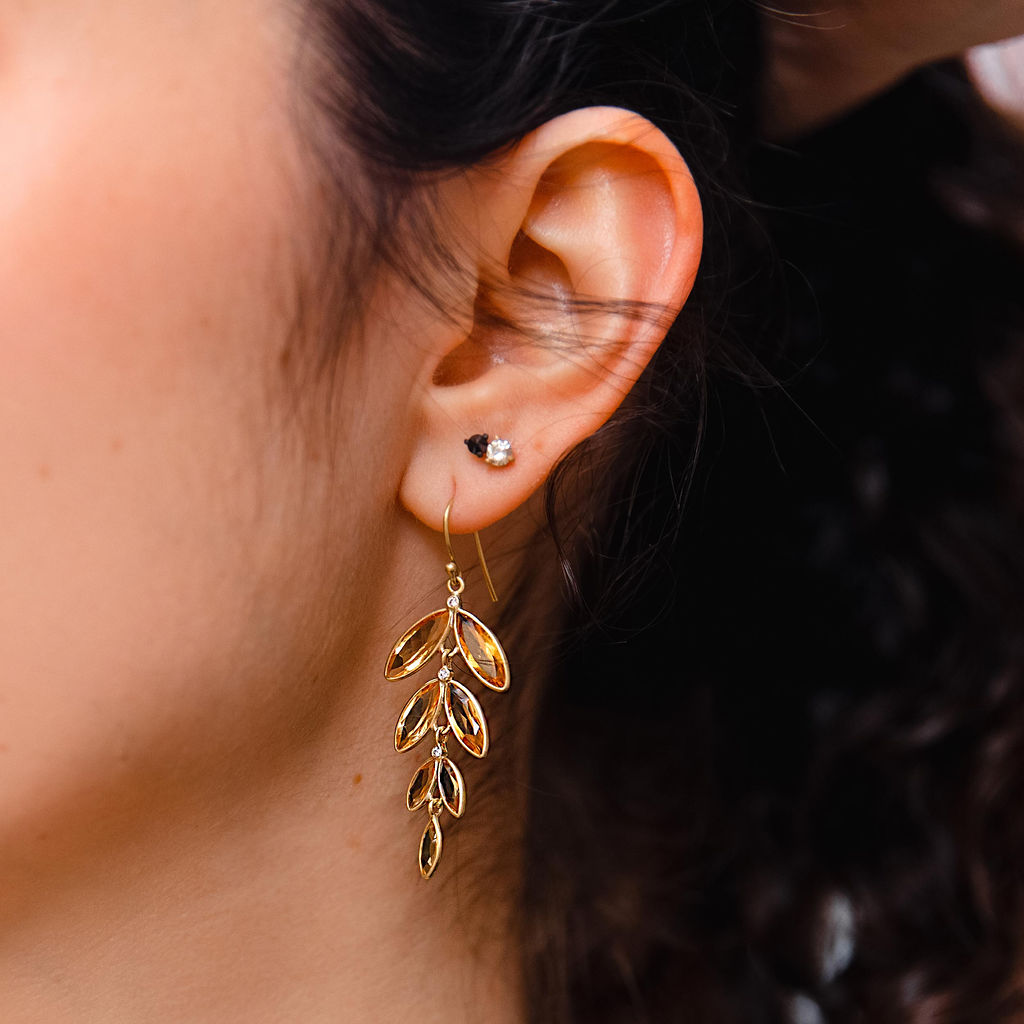 Kothari Citrine & Diamond "Anise" Drop Earrings