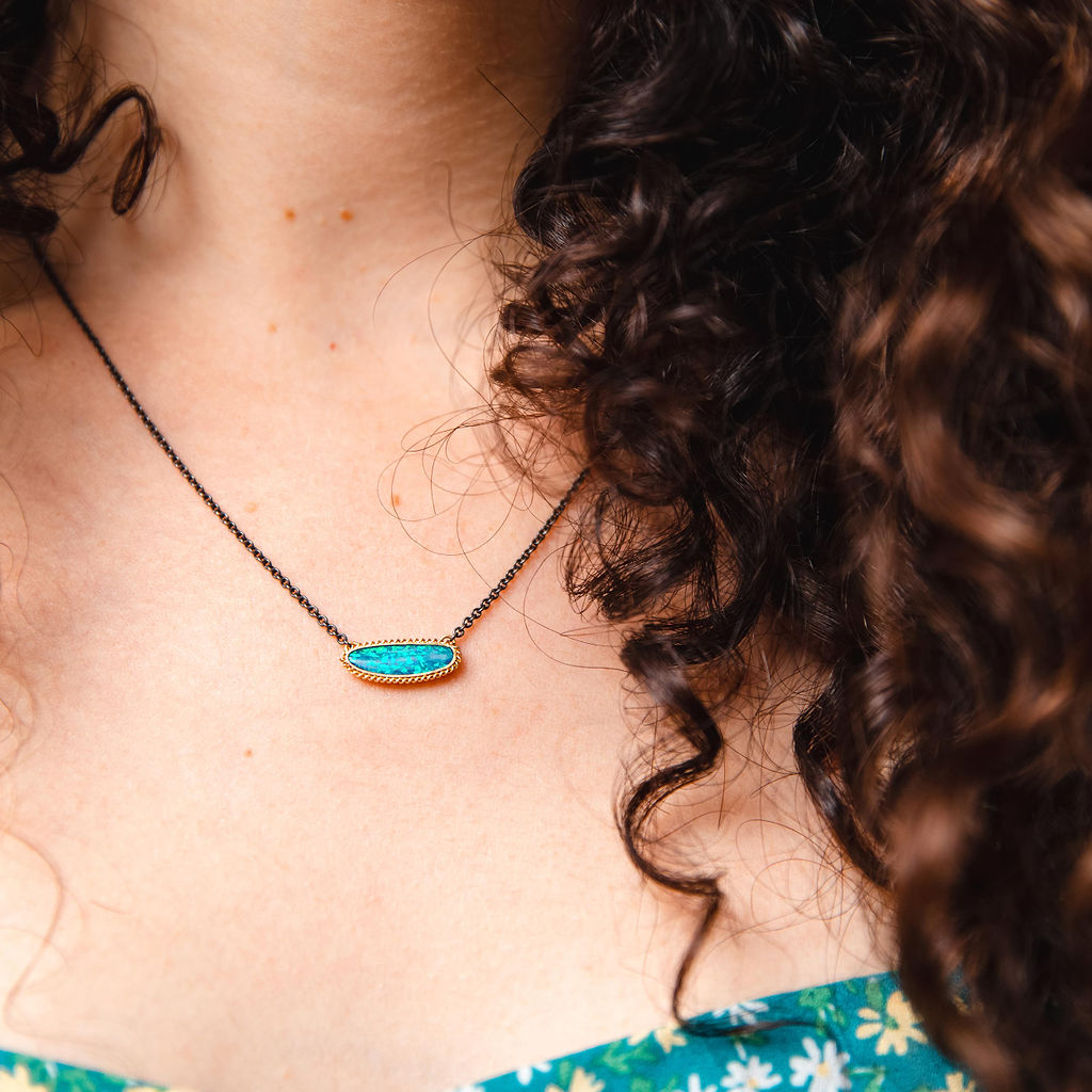 Amali Mixed Metal Australian Opal Doublet Necklace