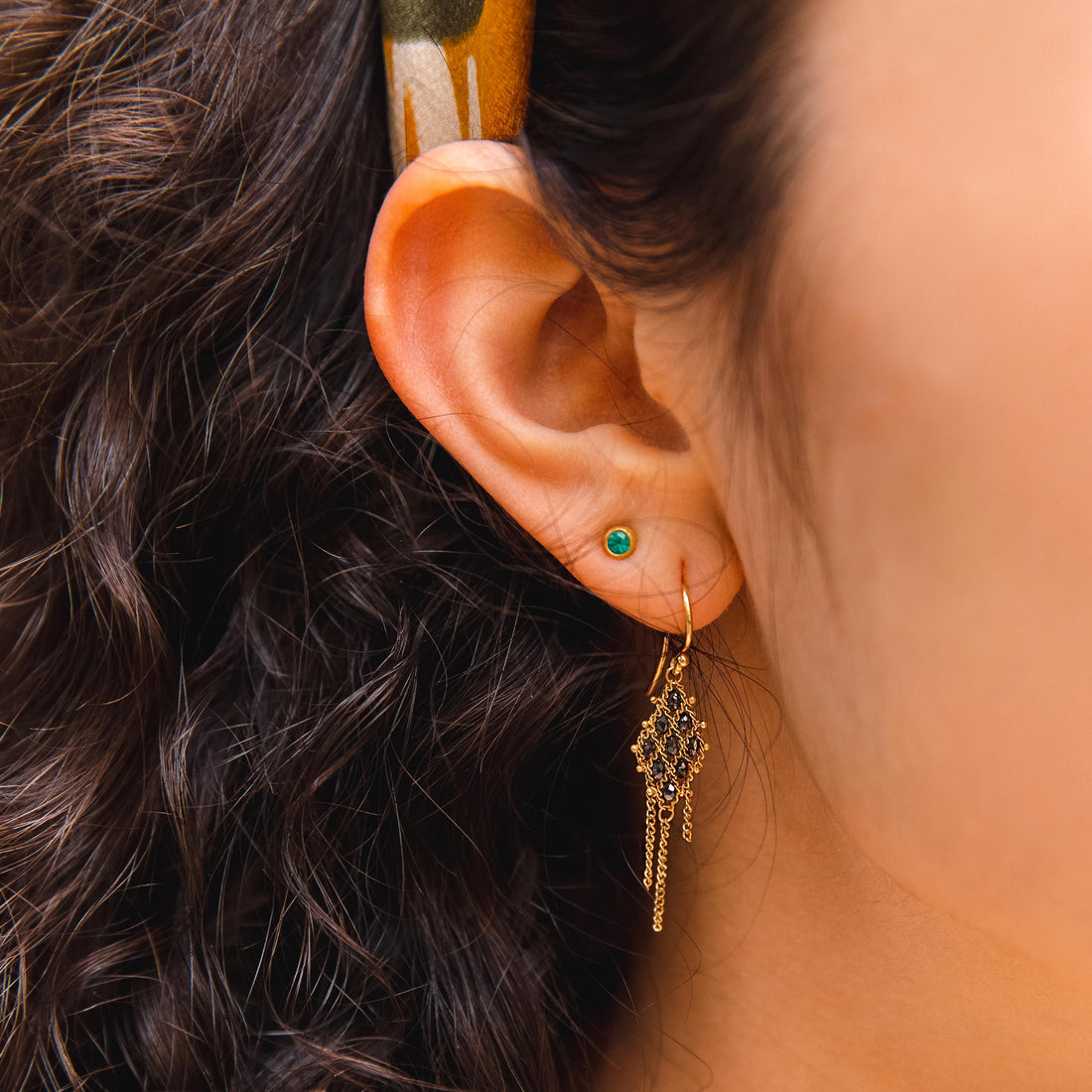 Amali Small Black Diamond "Woven Lattice" Earrings