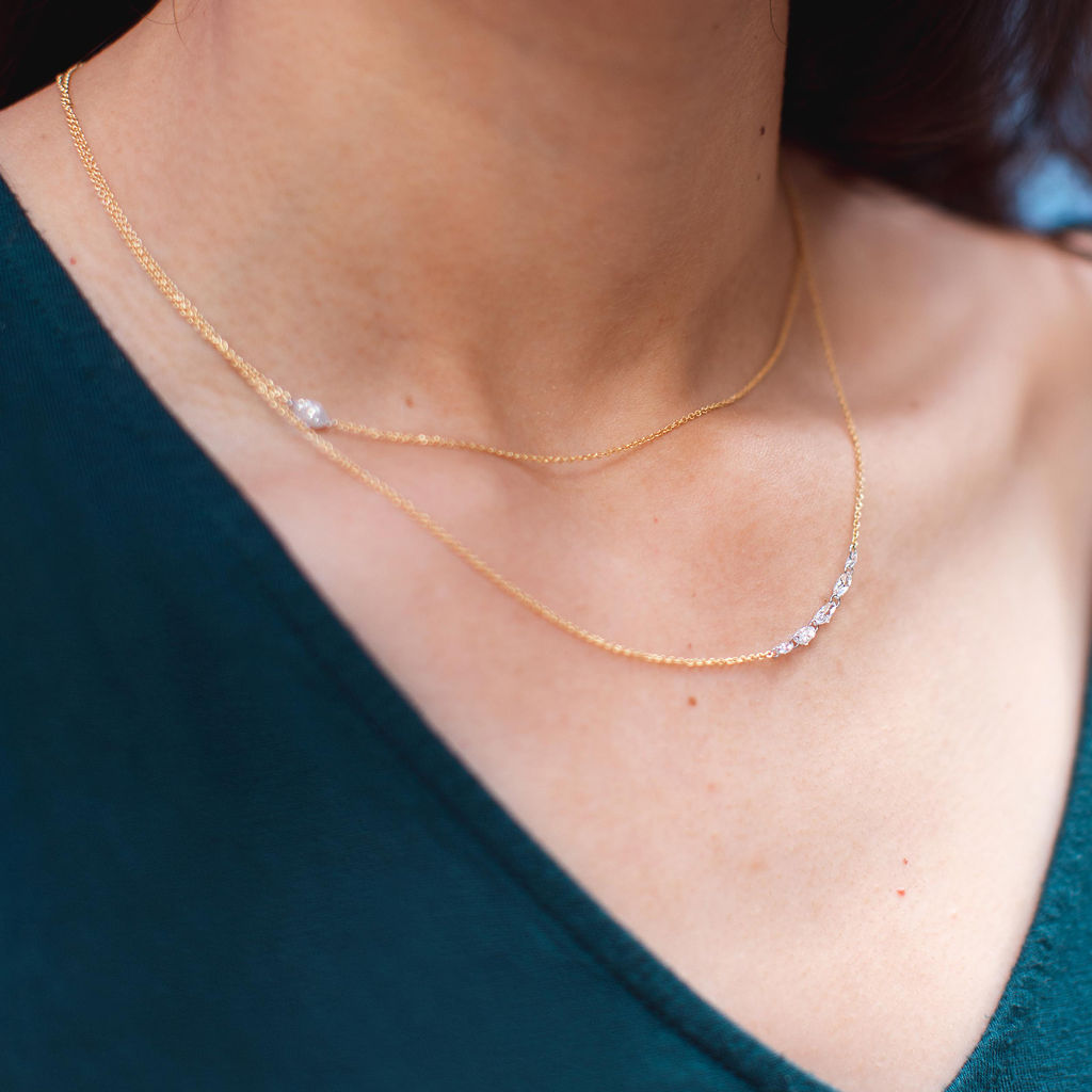 TAP by Todd Pownell Gold Necklace with Five Free-Set Marquise Diamonds