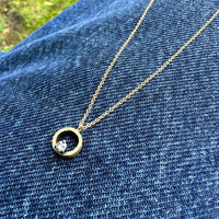 TAP by Todd Pownell Hammered Open Circle Necklace with Single Inverted Diamond