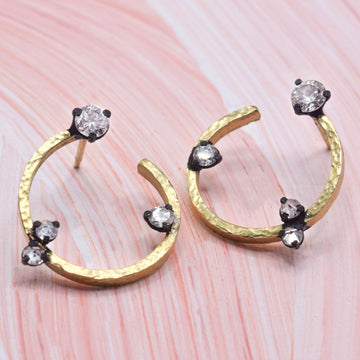 TAP by Todd Pownell Gold Circular Wrap Studs with Blackened Prong-Set Diamonds