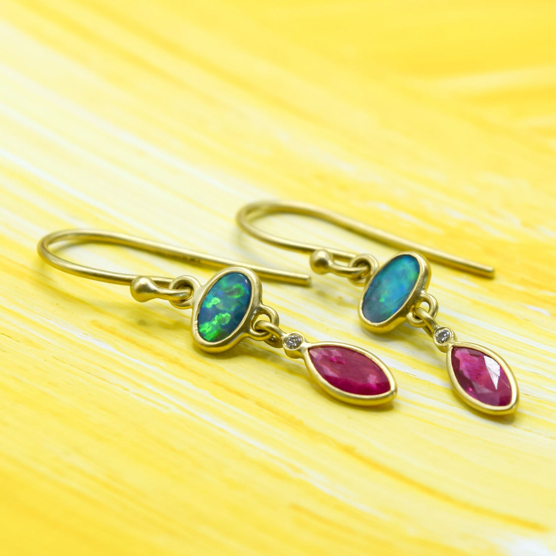 Kothari Boulder Opal & Ruby Drop Earrings