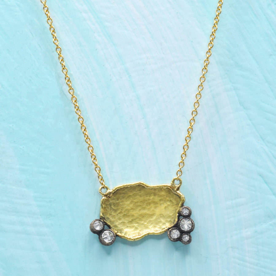 TAP by Todd Pownell Organic Gold Hammered Necklace with Inverted Diamond Detail