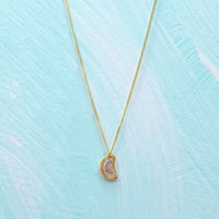 Amali Woven Gold Bezel-Set Crescent Peach-Grey Diamond Necklace