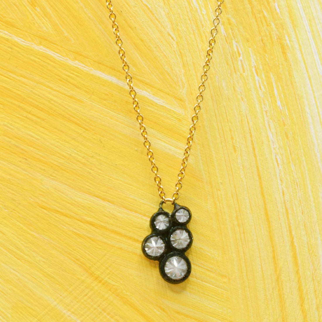 TAP by Todd Pownell Blackened Bezel-Set Inverted Diamond Cluster Necklace
