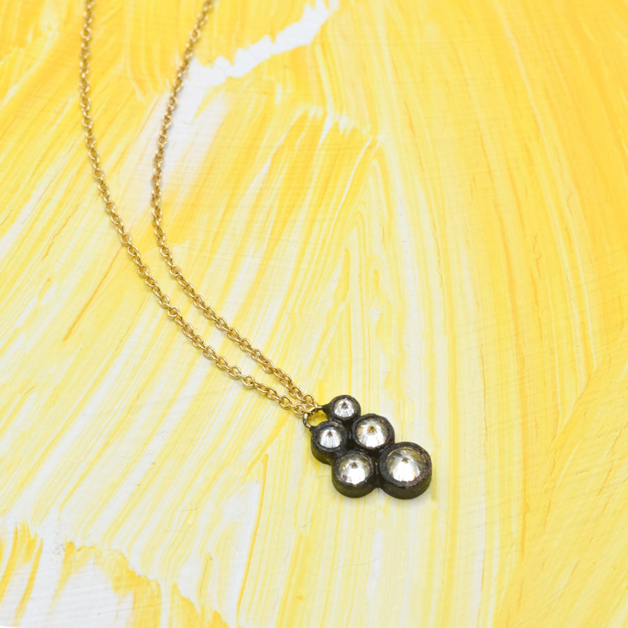 TAP by Todd Pownell Blackened Bezel-Set Inverted Diamond Cluster Necklace