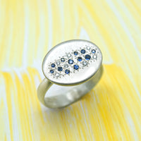Adel Chefridi Silver "Tidal Pool" Ring with Sapphires & Diamonds
