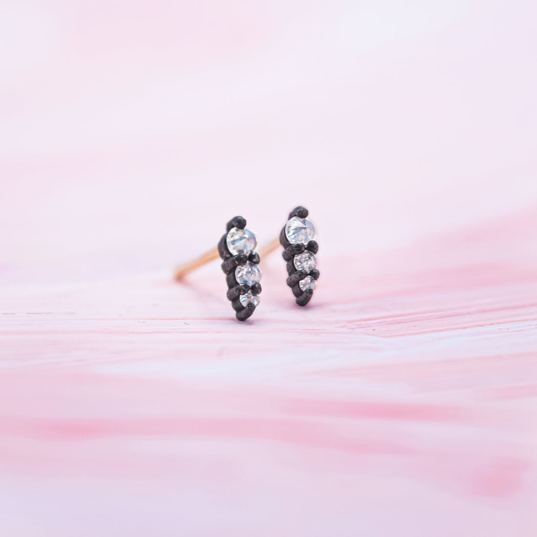 TAP by Todd Pownell Blackened Prong-Set Inverted Diamond Spike Studs